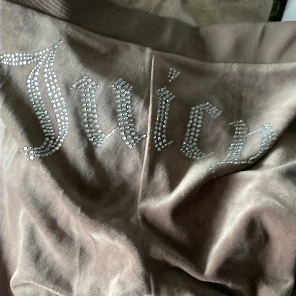 Brown Velour pants with Rhinestone Detail